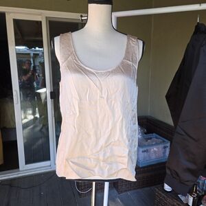 Vince Silk Sleeveless Blouse Beige Tank Top Size L